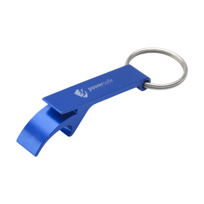 Picture of OPENER GRS RECYCLED ALUMINIUM METAL KEYRING in Blue.
