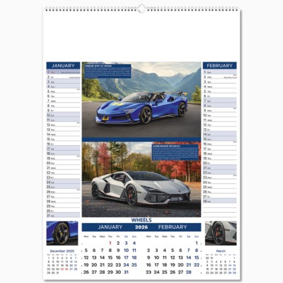 Picture of WHEELS 6 LEAF WALL CALENDAR