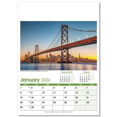 Picture of WORLD SCENES OPTIMA 13 LEAF CALENDAR.