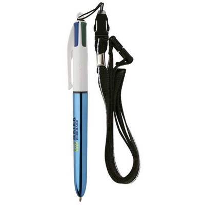 Picture of BIC® 4 COLOURS SHINE BALLPEN + LANYARD SCREEN PRINTING