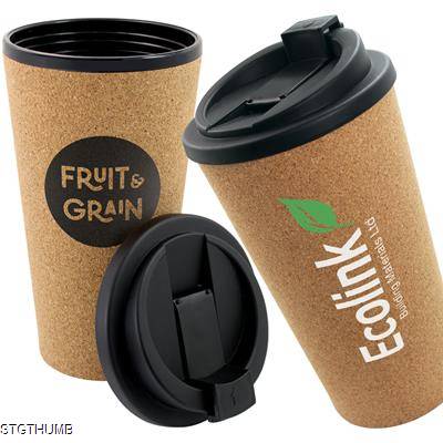 Picture of DOUBLE WALL CORK TRAVEL MUG - 450ML.