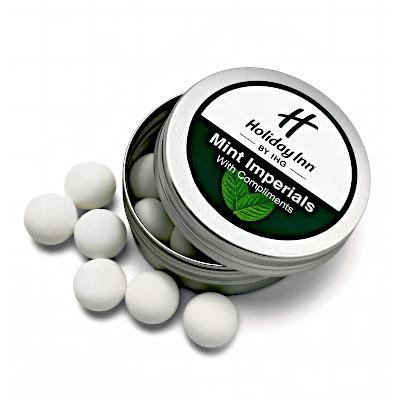 Picture of BRANDED ROUND TIN, VEGAN MINTS IMPERIALS