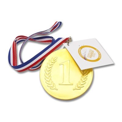 Picture of 75MM GOLD 1ST CHOCOLATE MEDAL with Personalised Gift Tag.