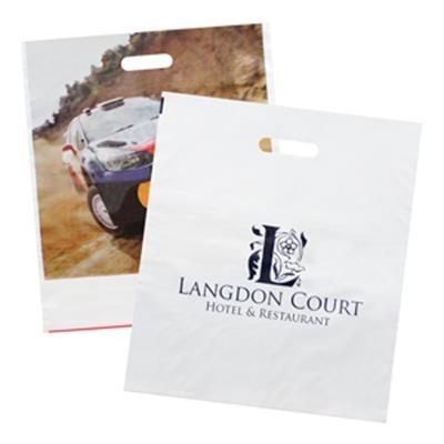 Picture of POLYTHENE PLASTIC CARRIER BAG in White.