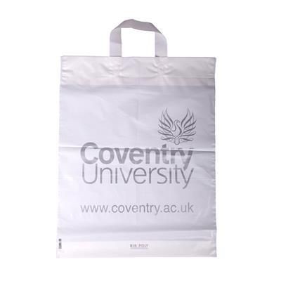 Picture of FLEXI LOOP POLYTHENE PLASTIC CARRIER BAG in White.