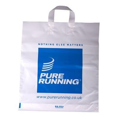 FLEXI LOOP POLYTHENE PLASTIC CARRIER BAG in White.