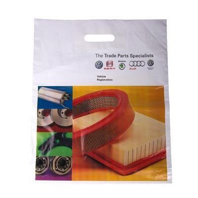 POLYTHENE PLASTIC CARRIER BAG in White.