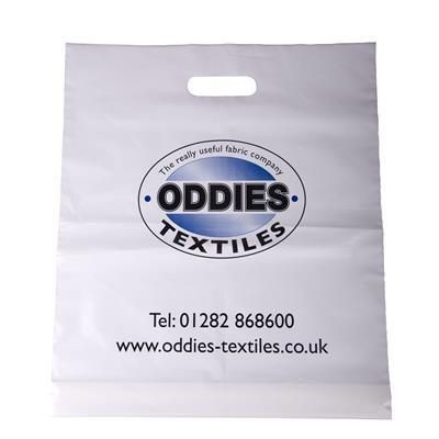 Picture of POLYTHENE PLASTIC CARRIER BAG in White.