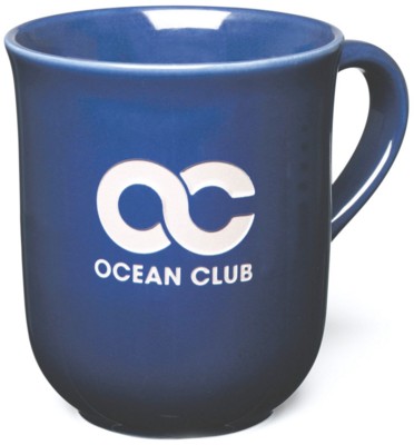 Picture of BELL ETCHED MUG in White & Midnight Blue.