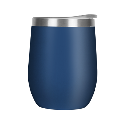 Picture of MOOD DOUBLE WALLED COFFEE CUP TUMBLER - 330ML NAVY BLUE CLEAR TRANSPARENT LID