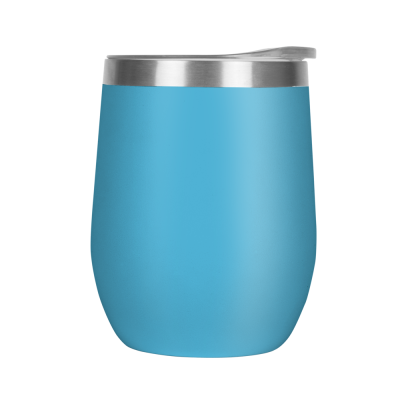Picture of MOOD DOUBLE WALLED COFFEE CUP TUMBLER - 330ML LIGHT BLUE CYAN CLEAR TRANSPARENT LID.
