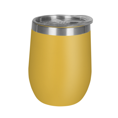 Picture of MOOD DOUBLE WALLED COFFEE CUP TUMBLER - 330ML YELLOW CLEAR TRANSPARENT LID.