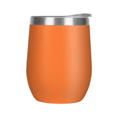Picture of MOOD DOUBLE WALLED COFFEE CUP TUMBLER - 330ML ORANGE CLEAR TRANSPARENT LID
