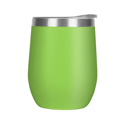 Picture of MOOD DOUBLE WALLED COFFEE CUP TUMBLER - 330ML LIME GREEN CLEAR TRANSPARENT LID.