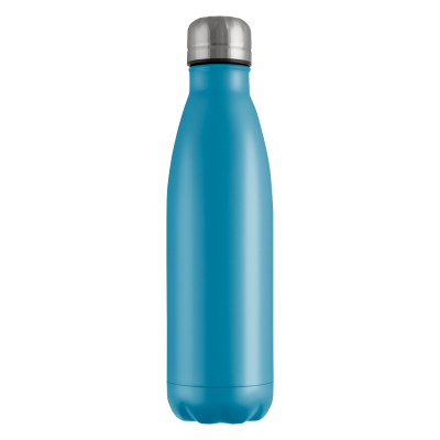 Picture of MOOD POWDER COATED VACUUM BOTTLE - 500ML LIGHT BLUE CYAN SILVER LID.