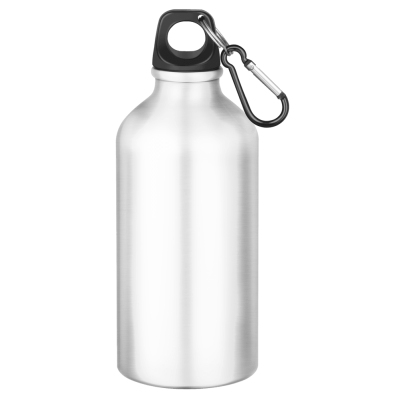 Picture of ACTION ALUMINIUM METAL WATER BOTTLE with Carabiner Clip - 550Ml White.