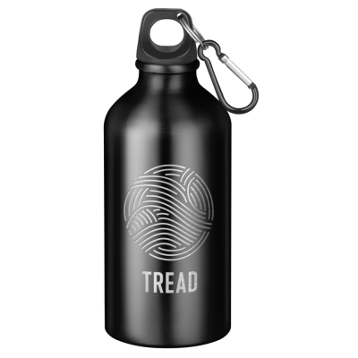 Picture of ACTION ALUMINIUM METAL WATER BOTTLE with Carabiner Clip - 550Ml Black.
