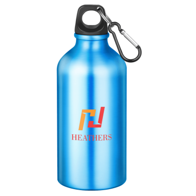 Picture of ACTION ALUMINIUM METAL WATER BOTTLE with Carabiner Clip - 550Ml Light Blue.