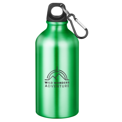 Picture of ACTION ALUMINIUM METAL WATER BOTTLE with Carabiner Clip - 550Ml Green
