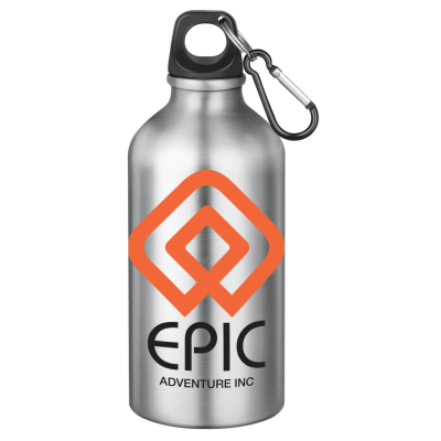 Picture of ACTION ALUMINIUM METAL WATER BOTTLE with Carabiner Clip - 550Ml Silver.