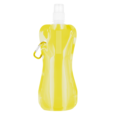 Picture of FOLDING FLEXI WATER BOTTLE with Carabiner Clip - 400Ml Yellow.