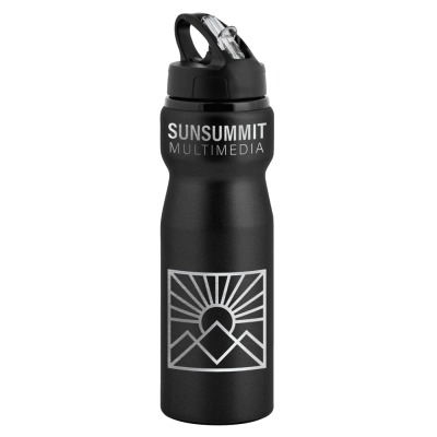 Picture of NOVA ALUMINIUM METAL WATER BOTTLE with Flip Sipper Lid - 750Ml Black