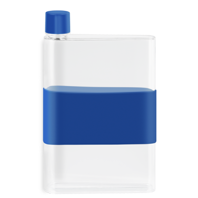 Picture of GENIE NOTE BOTTLE with Silicon Band - 420Ml Clear Transparent & Medium Blue