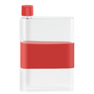 Picture of GENIE NOTE BOTTLE with Silicon Band - 420Ml Clear Transparent & Red