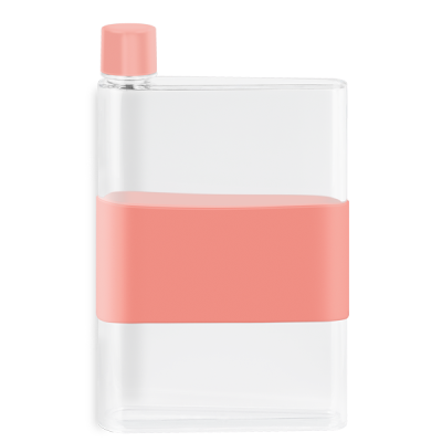 Picture of GENIE NOTE BOTTLE with Silicon Band - 420Ml Clear Transparent & Pastel Pink