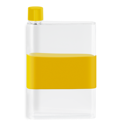 Picture of GENIE NOTE BOTTLE with Silicon Band - 420Ml Transparent & Yellow