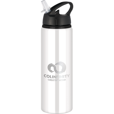 Picture of TIDE ALUMINIUM METAL WATER BOTTLE with Flip Sipper Lid - 750Ml White.