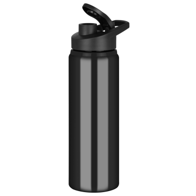 Picture of TIDE ALUMINIUM METAL WATER BOTTLE with Snap Cap Lid - 750Ml Black.