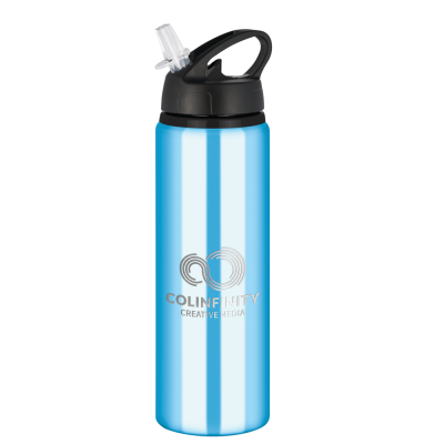 Picture of TIDE ALUMINIUM METAL WATER BOTTLE with Flip Sipper Lid - 750Ml Light Blue.