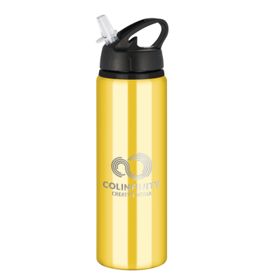 Picture of TIDE ALUMINIUM METAL WATER BOTTLE with Flip Sipper Lid - 750Ml Yellow