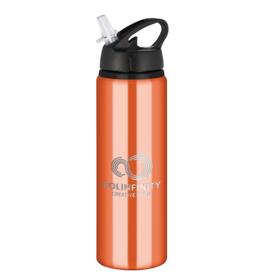 Picture of TIDE ALUMINIUM METAL WATER BOTTLE with Flip Sipper Lid - 750Ml Orange