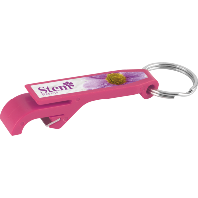 Picture of BOTTLE OPENER KEYRING PINK.