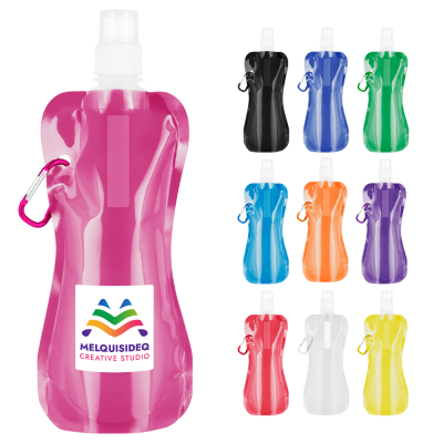 Picture of FOLDING FLEXI WATER BOTTLE with Carabiner Clip - 400Ml