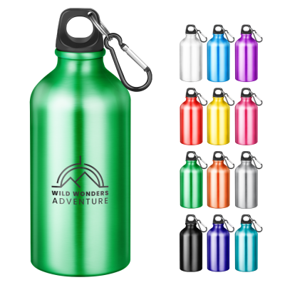 Picture of ACTION ALUMINIUM METAL WATER BOTTLE with Carabiner Clip - 550Ml.