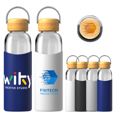 Picture of VITALITY GLASS WATER BOTTLE with Silicon Sleeve - 550Ml