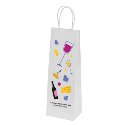 Picture of BAGS - ASHDOWN BOTTLE PAPER GIFT BAG with Twisted Handles - White - 200Gsm