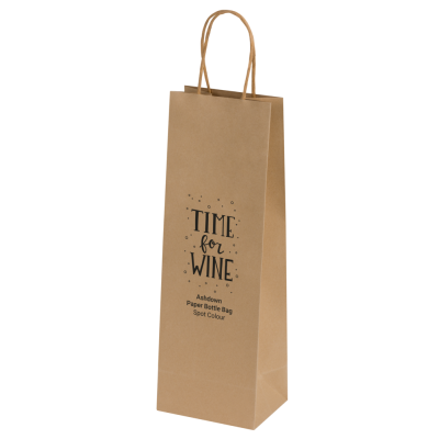 Picture of BAGS - ASHDOWN BOTTLE PAPER GIFT BAG with Twisted Handles - Kraft - 150Gsm