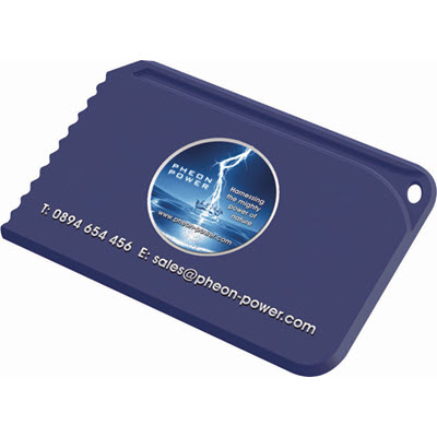 Picture of RECYCLED SNAP CREDIT CARD ICE SCRAPER BLUE.