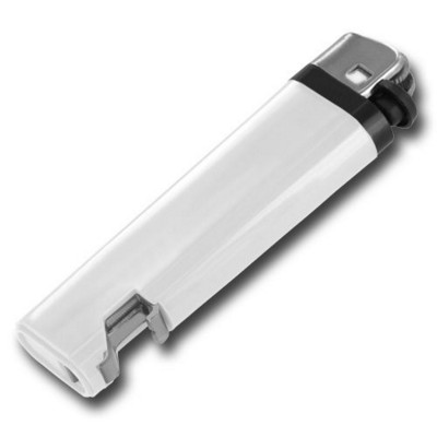 Picture of DISPOSABLE FLINT LIGHTER with Integral Bottle Opener in White