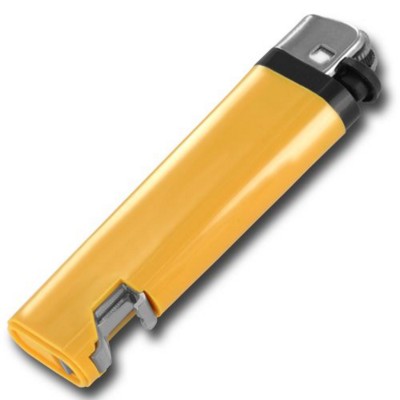 Picture of DISPOSABLE FLINT LIGHTER with Integral Bottle Opener in Yellow