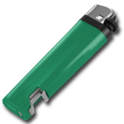 Picture of DISPOSABLE FLINT LIGHTER with Integral Bottle Opener in Green
