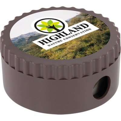 Picture of ROUND RECYCLED PENCIL SHARPENER in Silver