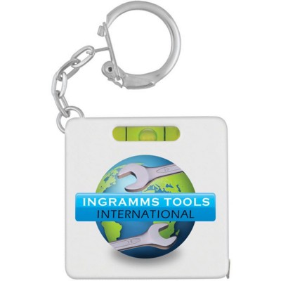Picture of SPIRIT LEVEL TAPE MEASURE KEYRING in White