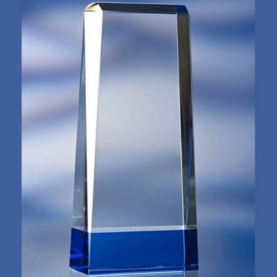 Picture of BLUE BASED GLASS TOWER AWARD TROPHY.