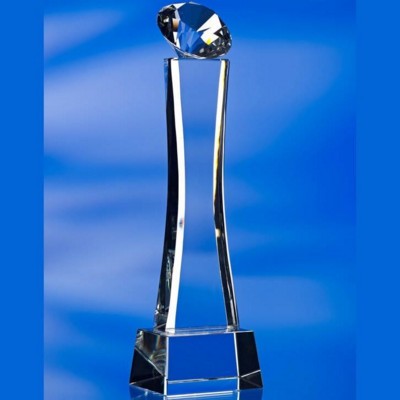 Picture of DIAMOND PILLAR GLASS AWARD TROPHY.