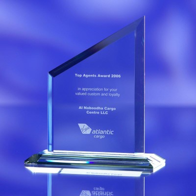 Picture of TRAPEZIUM JADE GLASS AWARD TROPHY.